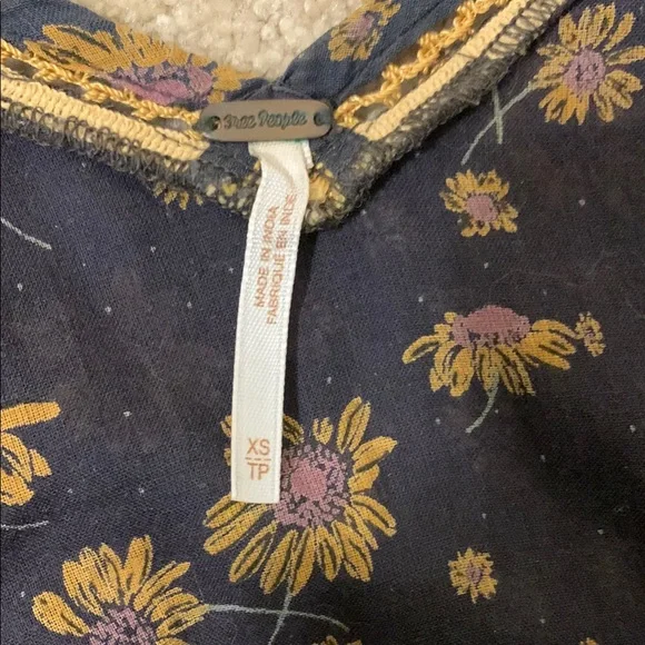 Free People Gold and Gray Boxy Blouse with 3/4 Sleeves - Picture 2 of 5